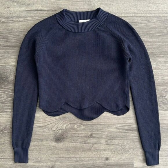 Aritzia WILFRED Spring Sweater XS Navy Ribbed Knit - Picture 1 of 2